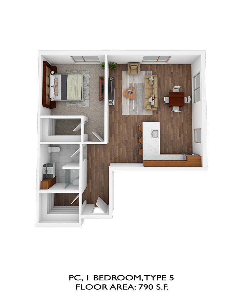 Personal Care 1 bedroom, type S. floor area: 790sqft